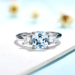 925 Sterling Silver Aquamarine Sapphire Gemstone Women's Ring GirlsNano Aquamarine8