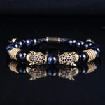 Double Leopard Head BraceletsBraceletGold Ink Blue B