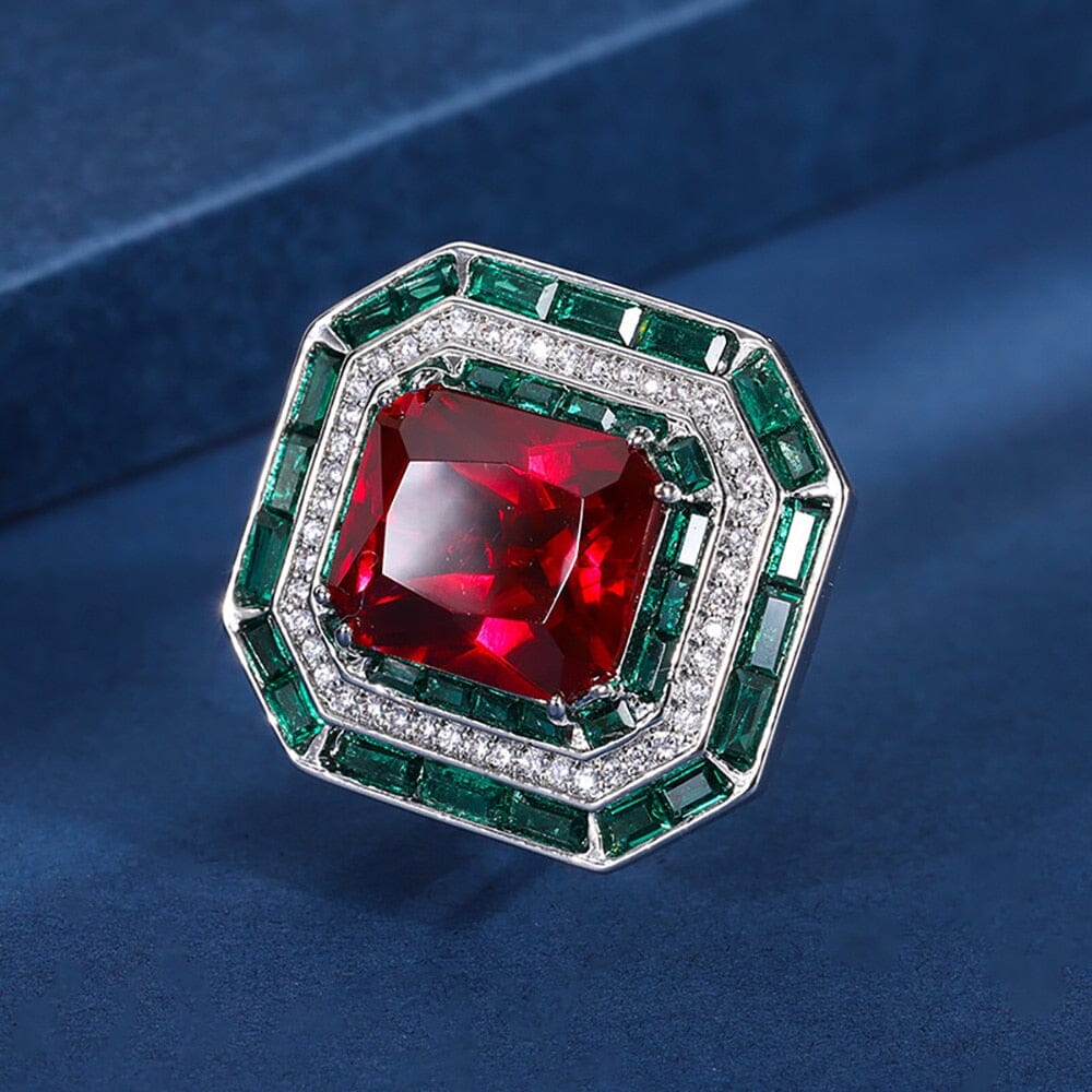 Vintage 12*16mm Square Cut Ruby Resizable RingRing