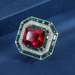 Vintage 12*16mm Square Cut Ruby Resizable RingRing