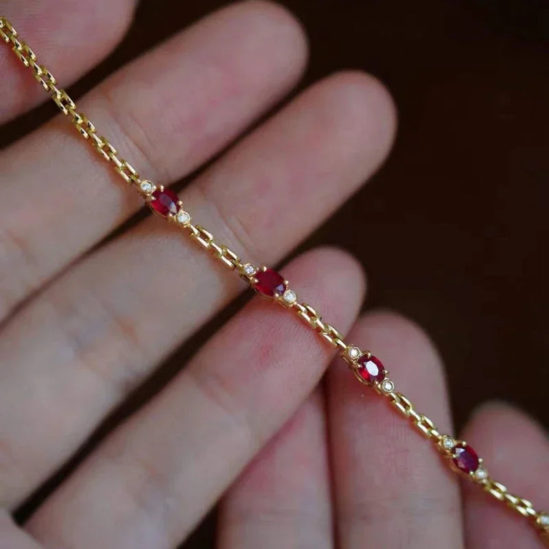 Light luxury silver Ruby Diamond Bracelet