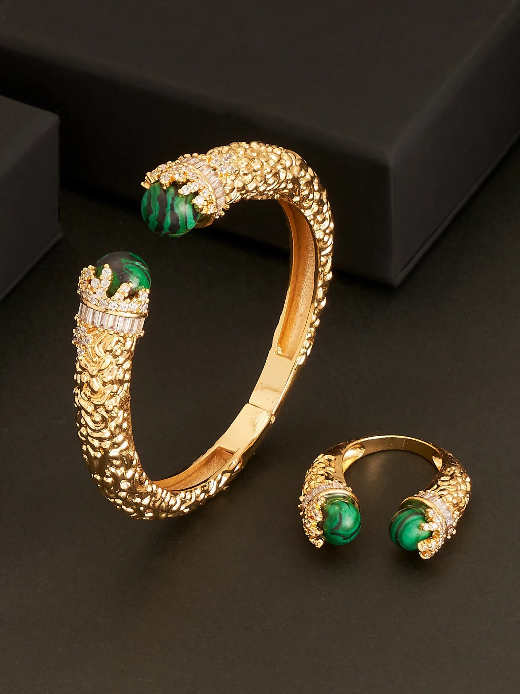 Stylish African and Middle Eastern Handcrafted Bracelet and Ring SetJewelry Setsgold-color