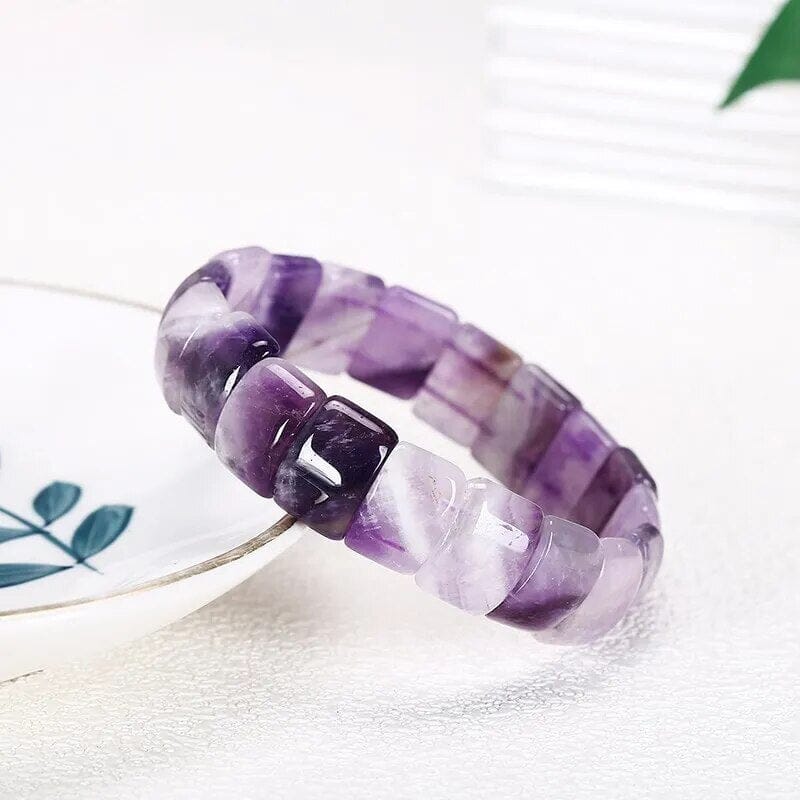 Purple Amethyst Rose Quartz Square Beads BraceletBracelets