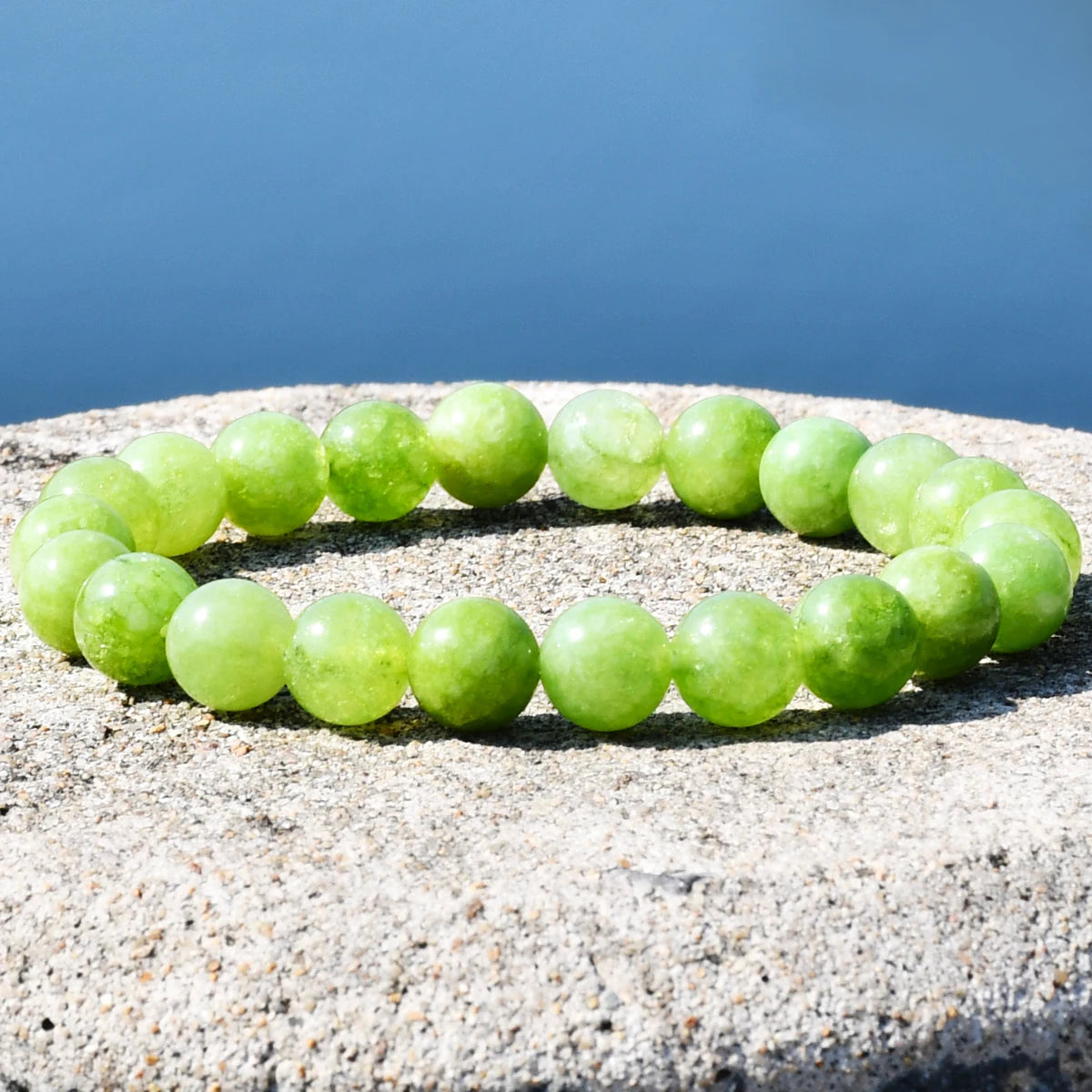 Green Peridot Round Beaded Bracelet Bohemian Women's Surf Vacation Daily Handmade Jewelry