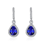 Multi-colors Stone Cubic Zirconia Silver Drop EarringsEarringsblue