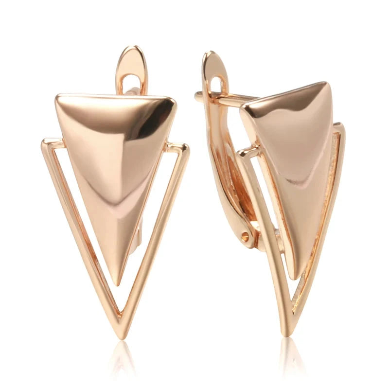 585 Rose Gold Triangle Dangle Earrings