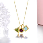 Topaz Peridot Garnet Yellow Gold Plated Pendants NecklaceNecklace