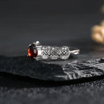 6.5mm Natural Garnet Stone S925 Silver Ring for Women Wedding Bands