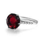 Flower Charms Dark Red Garnet Rings