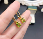 Square Cut Peridot 925 Silver Yellow Gold Plated Clip EarringsEarrings