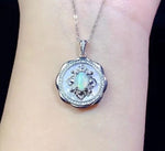 5mm*7mm Natural Opal Pendant with Natural Shell Design 925 Sterling Silver NecklaceNecklace