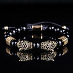 Double Leopard Head BraceletsBraceletGold Bright black B