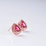 Rose Gold Color Ruby Red Water Drop Stud EarringsEarrings