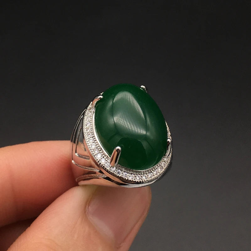 Unisex Vintage Ornament Emerald Ringsame as photoresizable