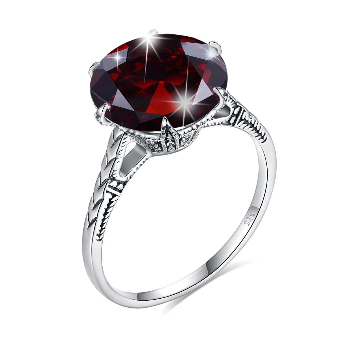 Flower Charms Dark Red Garnet RingsGarnet5