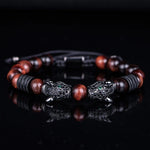 Double Leopard Head BraceletsBraceletBlack red black cz