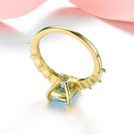 Natural Sky-Blue Topaz Ring Yellow Gold Plated 1.8 Carats Genuine Gemstone Classic Elegant
