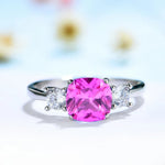 925 Sterling Silver Aquamarine Sapphire Gemstone Women's Ring GirlsPink Sapphire9
