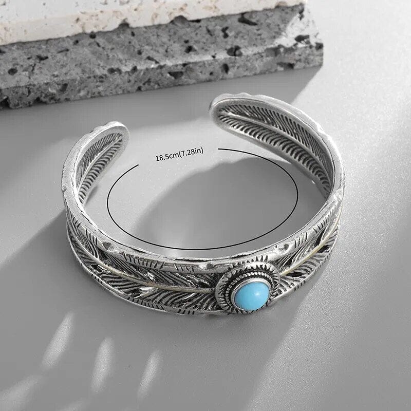 Feather Blue Turquoise Cuff BraceletBracelet
