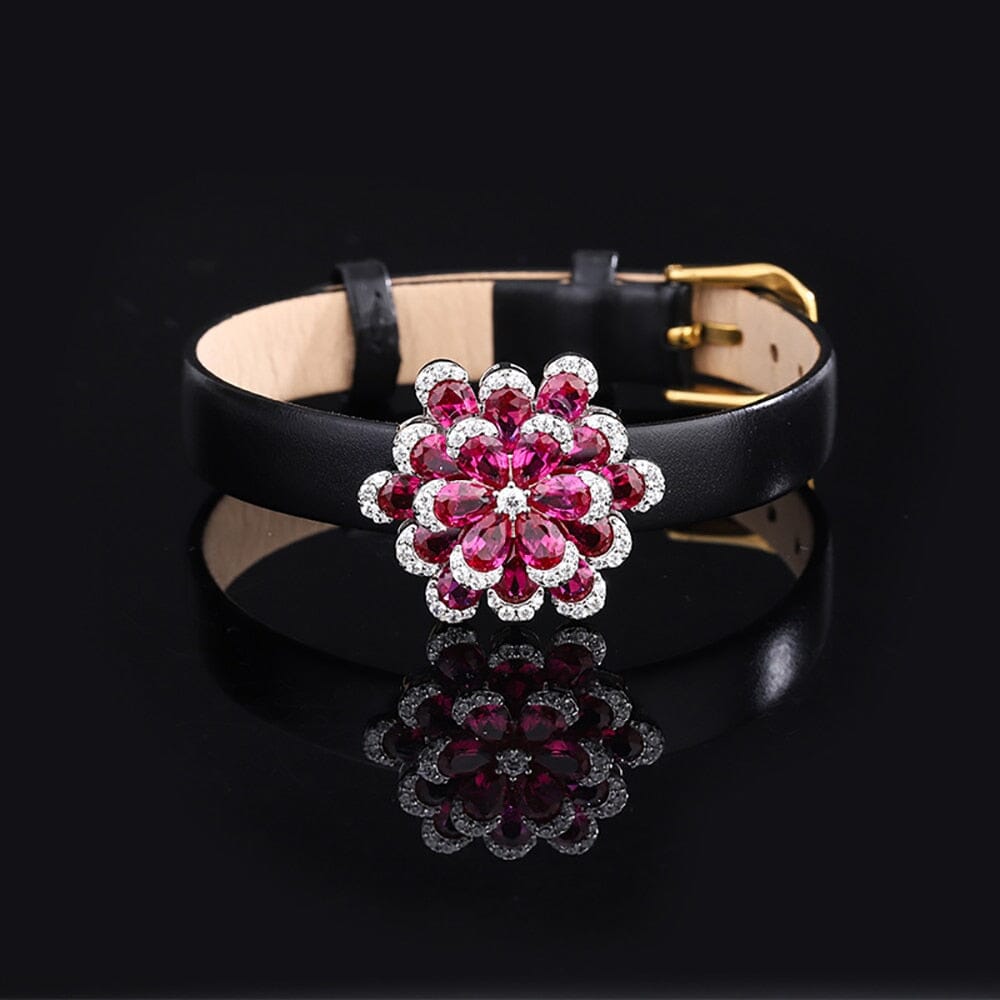 925 Solid Silver Ruby Diamond Pendant Necklace Rings Earrings Wristband SetRingBracelet5