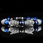 Double Leopard Head BraceletsBraceletSilver Blue black cz