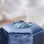 Turquoise Round Four Claw Sapphire Couple Ring