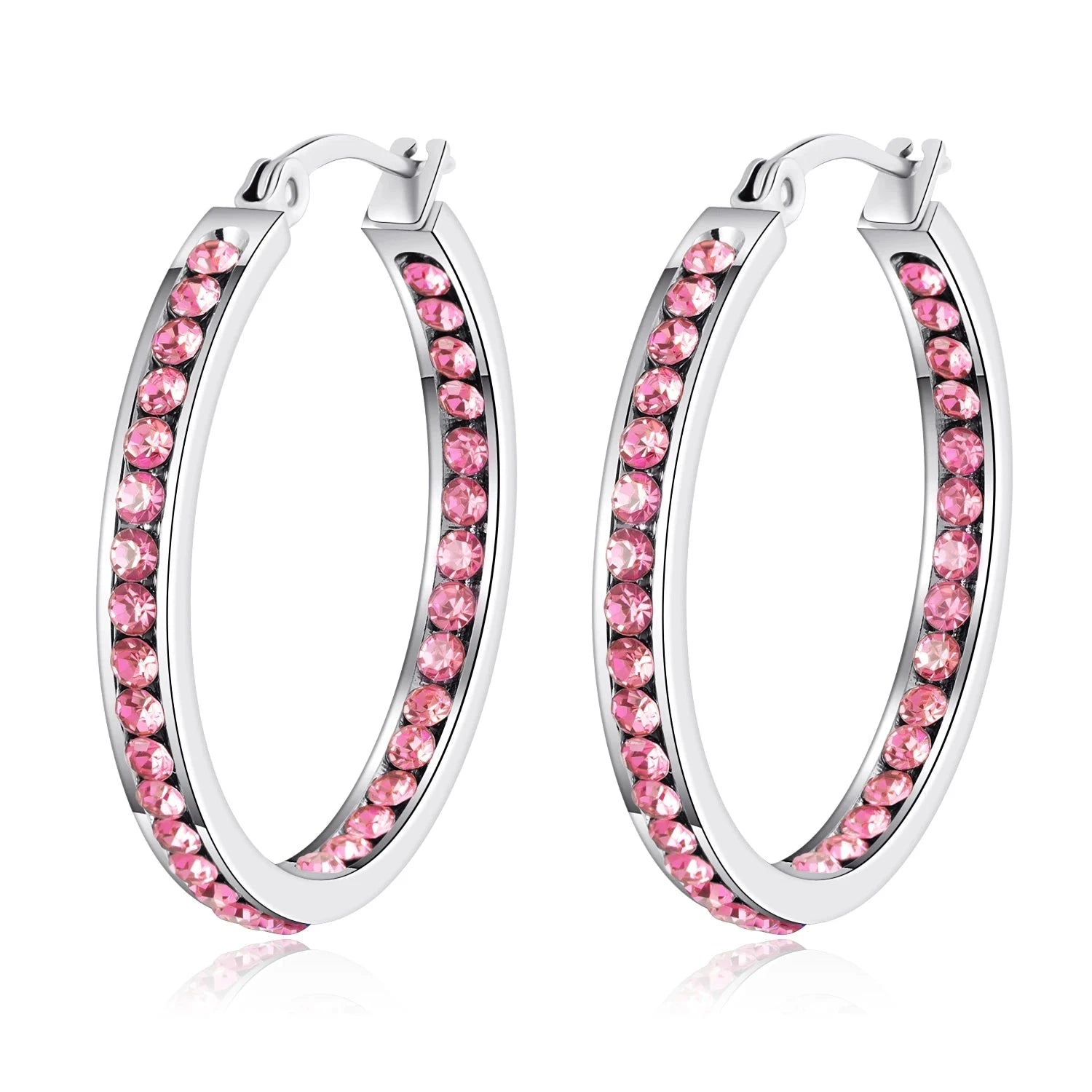 6 Color Small Hoop Earrings with Cubic Zirconia Gold/Silver Plated Stainless Steel EarringFH9261