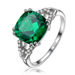 Created Square Ruby/Emerald Charm Silver RingRing