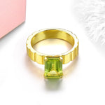 2.5 Carats Genuine Peridot Yellow Gold 925 Sterling Silver RingRing