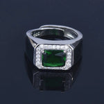 Classic Square Emerald Green Gemstone Ring For Men