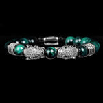 Double Leopard Head BraceletsBraceletSilver green whitecz