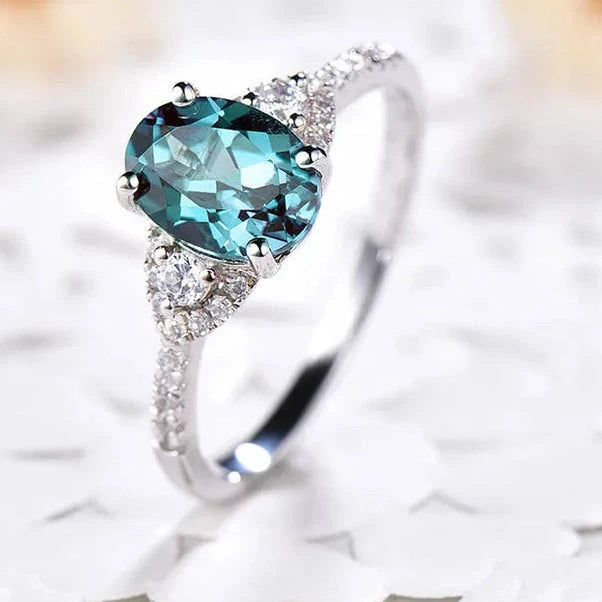 Elegant Oval Zircon Bridal Geometric Ring for Women
