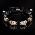 Double Leopard Head BraceletsBraceletGold Bright black W