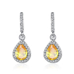 Multi-colors Stone Cubic Zirconia Silver Drop EarringsEarringsyellow