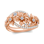 3mm Flowers Moissanite 925 Sterling Silver RingRingRose gold plated4