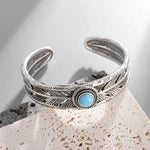 Feather Blue Turquoise Cuff BraceletBracelet