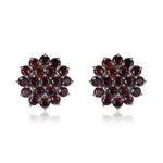 3.5 Carats Genuine Garnet S925 Silver Stud Earrings