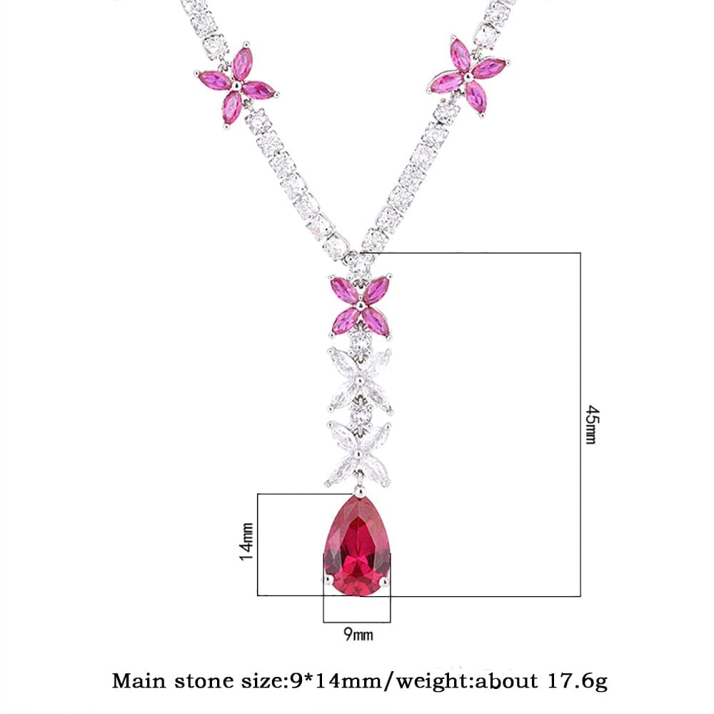 9*14MM Ruby Gemstone Pendant Necklace 925 Sterling SilverNecklace
