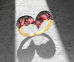 V Shape Genuine Garnet 925 Sterling Silver