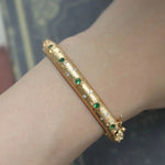 Cuff Bangle Ruby 18k Real Gold Plated Metal