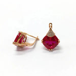 Purple Gold Geometric Square Ruby Earrings