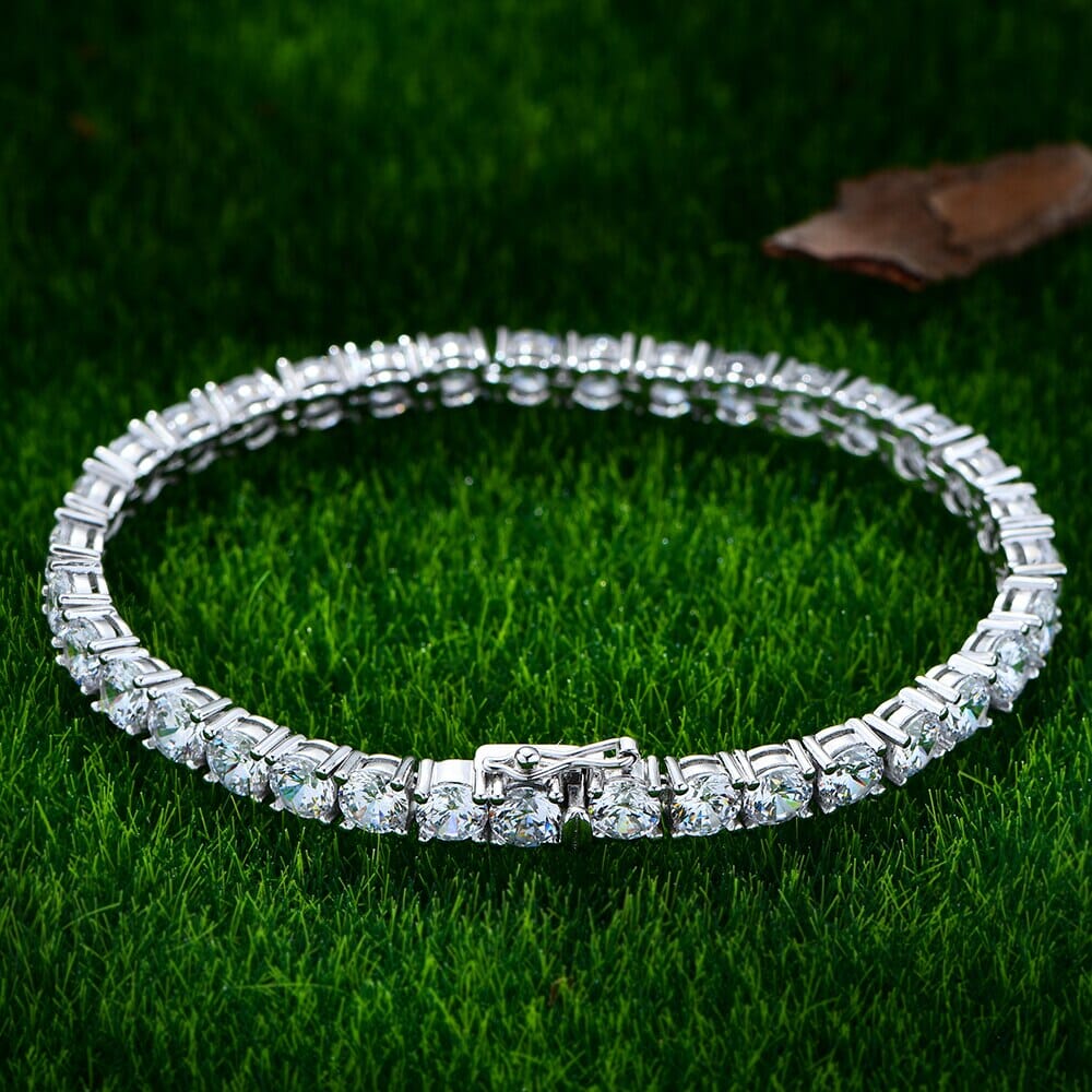 Round 5MM Ruby and Diamond Tennis 925 Sterling Silver BraceletBracelet