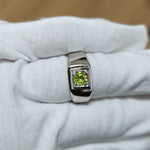 Natural Green Peridot Men Ring 925 Silver Well Polished 5.5mm Gemstone0