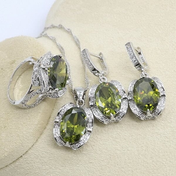 Peridot Multi Colors 925 Silver Jewelry SetJewelry SetsPeridot Silver 3pcs6