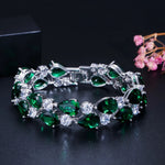 Bohemia Pear Lab Ruby Diamonds BraceletsGreen19cm