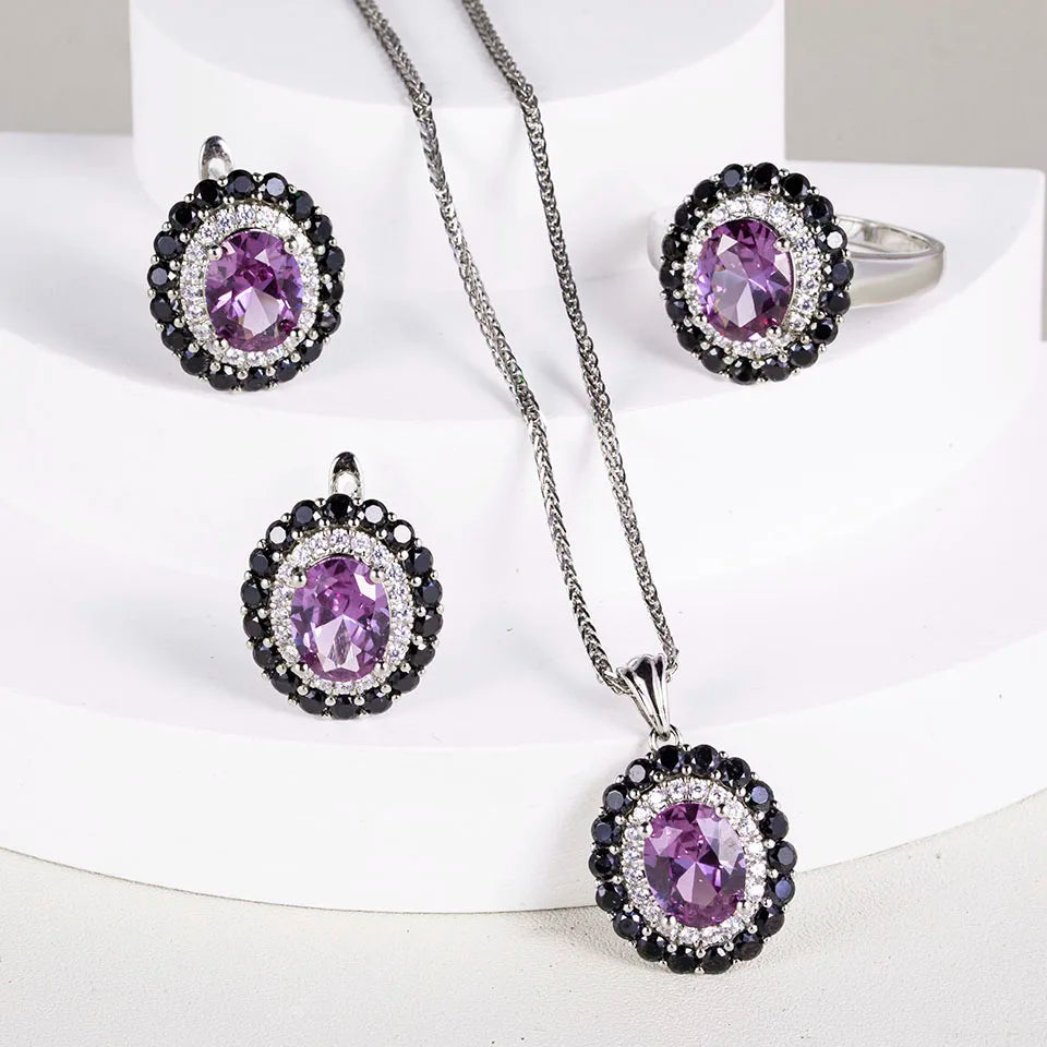Color Changing Alexandrite Jewelry Sets 925 Sterling SilverJewelry Sets8