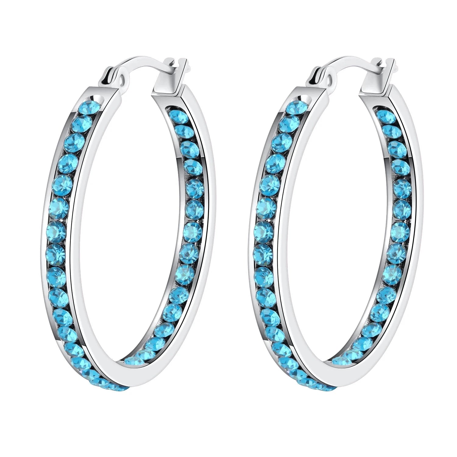 6 Color Small Hoop Earrings with Cubic Zirconia Gold/Silver Plated Stainless Steel EarringFH9301