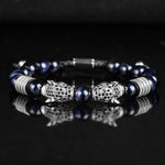 Double Leopard Head BraceletsBraceletSilver Ink Blue B