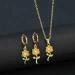 7 Style Classic Gold Plated Botanical Sunflower Pendant NecklaceJewelry Set 7