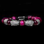 Double Leopard Head BraceletsBraceletSilver rose white cz